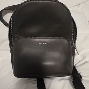 Matt & Nat Black Vegan Leather Compact Backpack